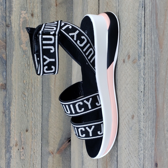 Juicy Couture Impulse Wedge Sandals Strappy Ankle Logo Adjustable NEW - Picture 6 of 8